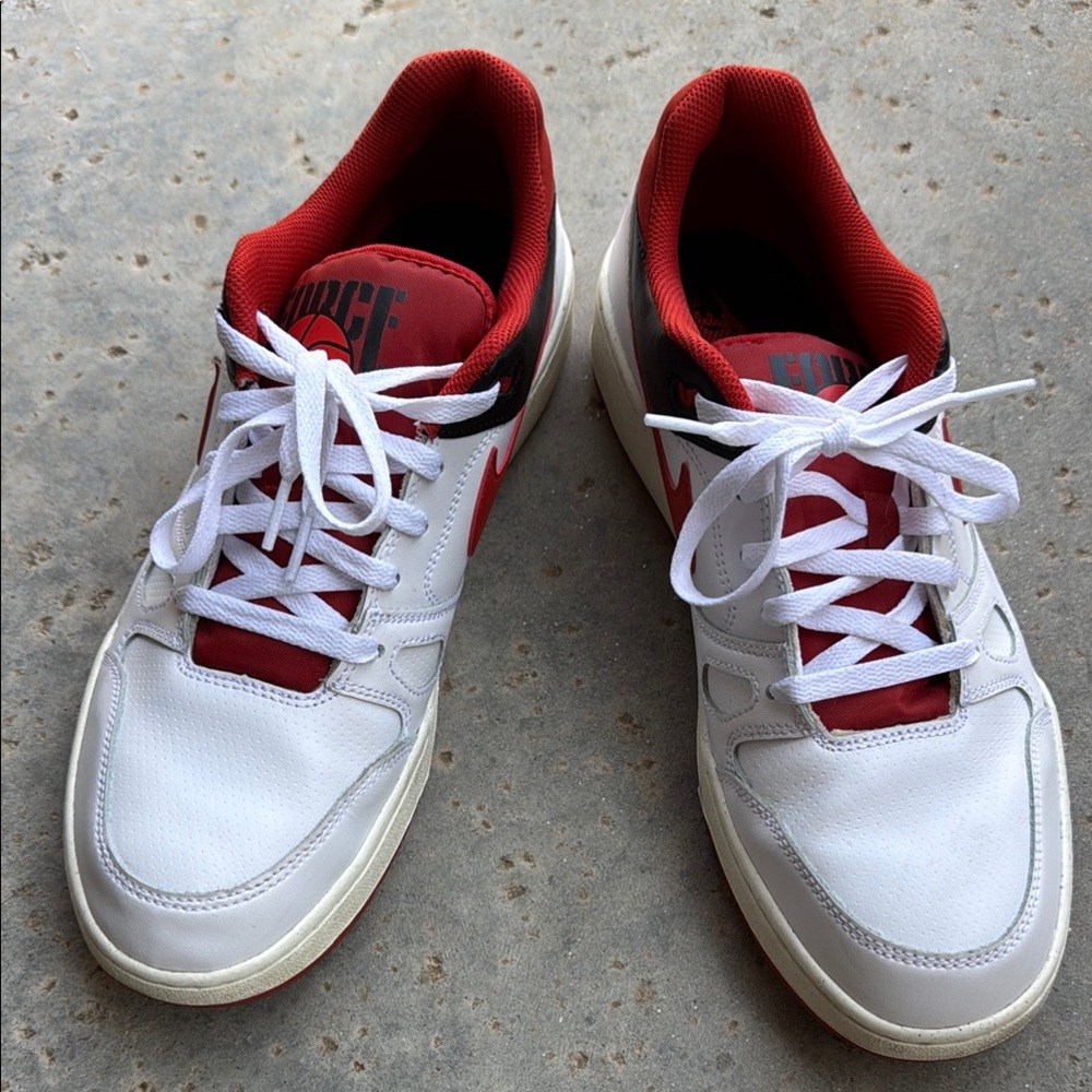 Nike Men's Force White and Red Sneakers